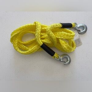 15 foot x 5/8 tow rope 6500lb test webbing yellow steel hooks heavy duty grip